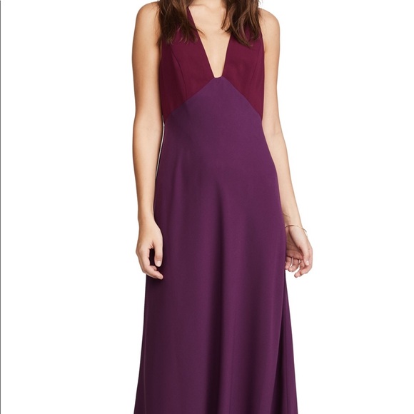 Jill Jill Stuart V-Neck Crepe Two Tone Gown Sz:10 - Picture 7 of 7